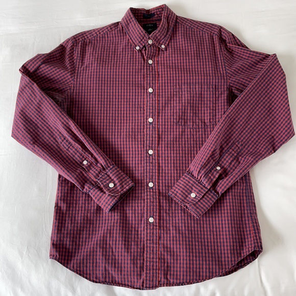 J. Crew Other - J Crew Red Gingham Button Down Slim Fit